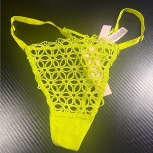 Victoria's Secret Neon Yellow Lace Thong